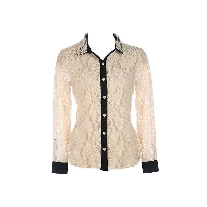 Camisa Feminina Renda Rosa Nude