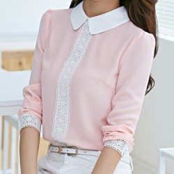 Blusa Feminina Chiffon Rosa com Renda