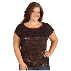 Blusa Feminina Plus Size Marrom com Brlho