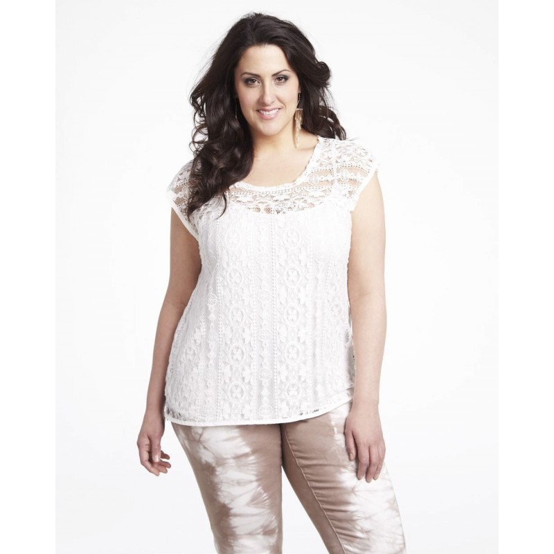 Blusa Feminina Plus Size Renda Branca