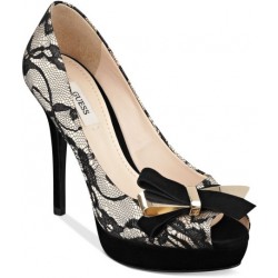 Sapato Feminino Peep Toe Renda Preto e Branco Salto Alto 12cm