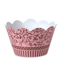 Wrapper Forminha para Cupcake Rosa e Marrom 24un
