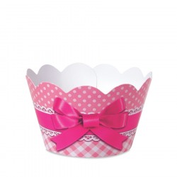 Wrapper Forminha para Cupcake Poá Rosa e Branco 24un