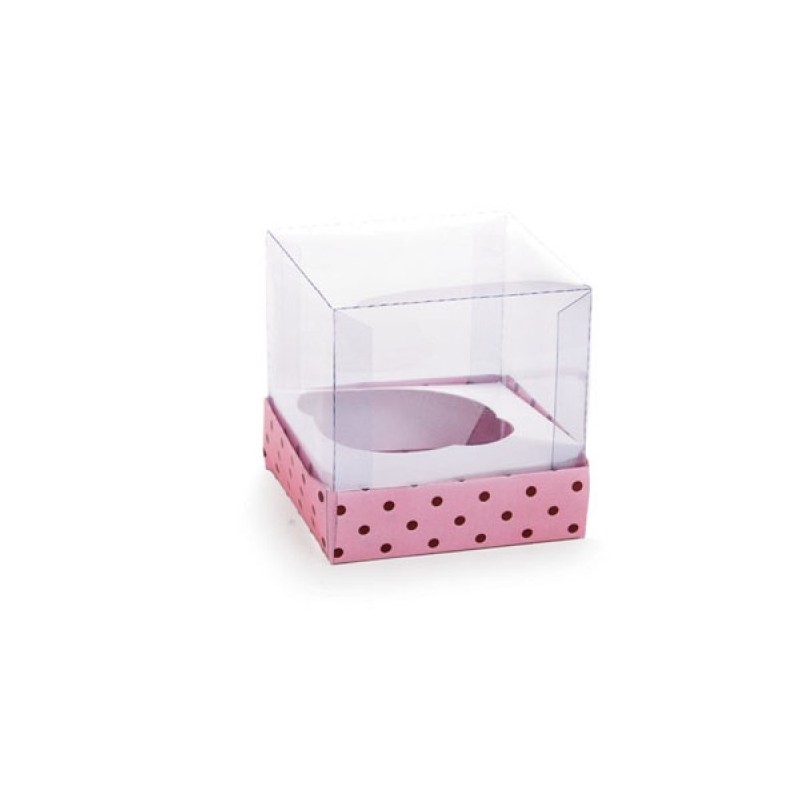 Embalagem para Cupcake Poá Rosa e Marrom 10un