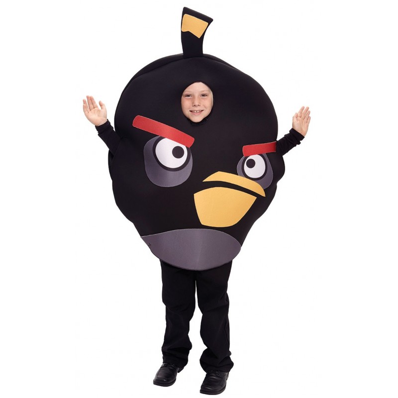 Fantasia Infantil Angry Birds Preto Festa Halloween