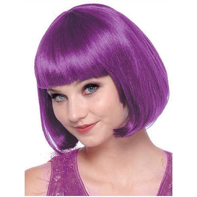 Peruca Roxa Cabelo Liso e Curto Chanel Halloween Carnaval