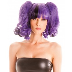 Peruca Roxa Cabelo Amarrado Cosplay Halloween Carnaval