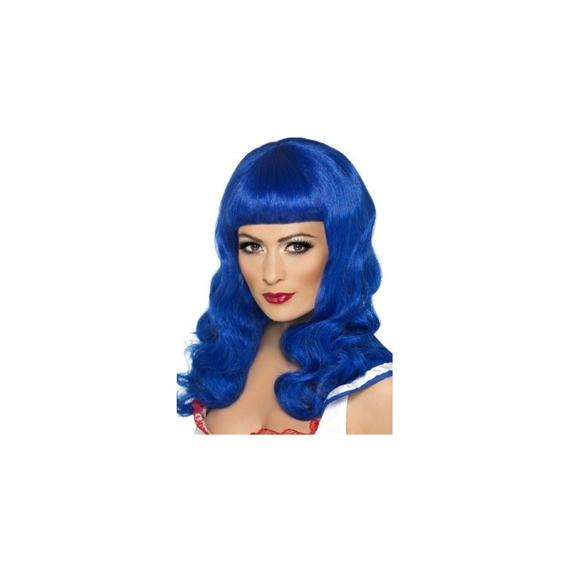Peruca Feminina Katy Perry Azul Carnaval Halloween