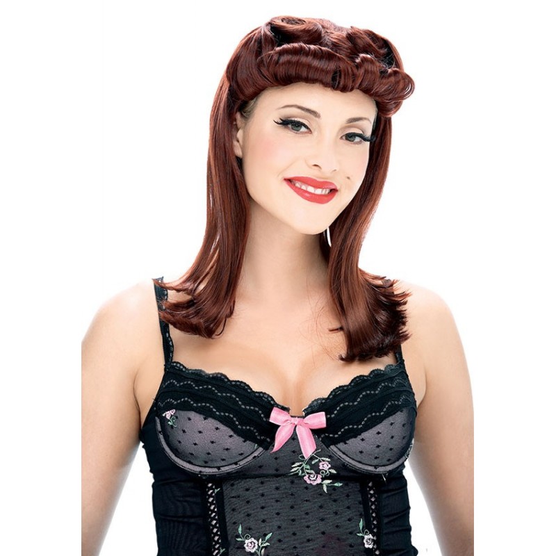 Peruca Feminina Pin Up Vermelho Carnaval Halloween 