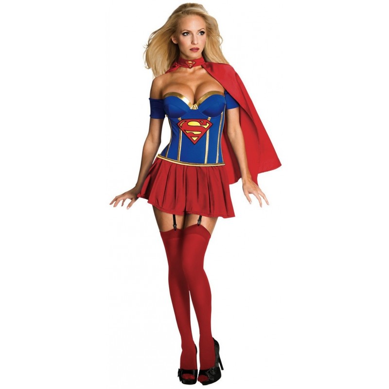 Fantasia Feminina Super Girl Adulta Sexy Halloween Carnaval