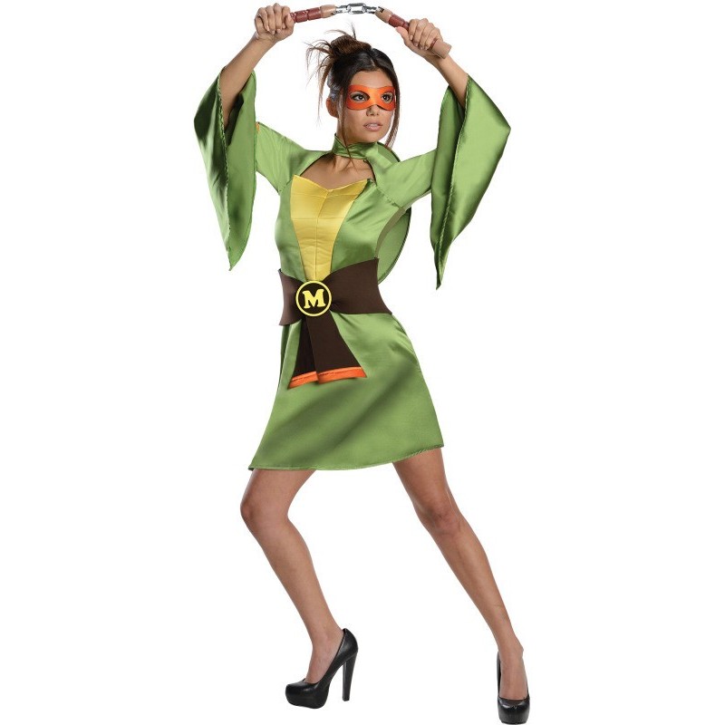 Fantasia Feminina  Michelangelo Kimono Festa Halloween Carnaval