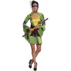 Fantasia Feminina Donatello Kimono Festa Halloween Carnaval