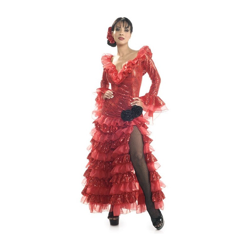 Fantasia Feminina Espanhola Vestido Vermelho Festa Carnaval Halloween