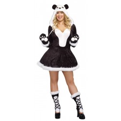 Fantasia Feminina Ursinha Panda Plus Size Festa Halloween Carnaval