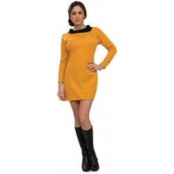 Fantasia Feminina Star Trek Vestido Dourado Festa Halloween