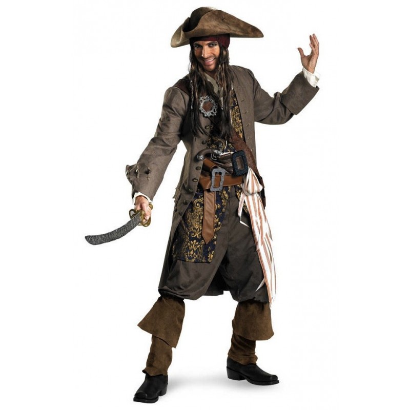 Fantasia De Pirata Masculino Adulto Cosplay Caribe Jack Luxo