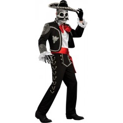 Fantasia Masculina El Senor Caveira Mexicano Festa Halloween Carnaval