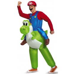 Fantasia Masculina Mario Montado no Yoshi Festa Halloween Carnaval