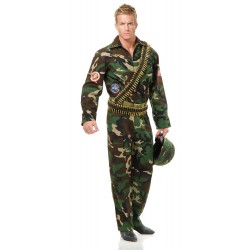 Fantasia Masculina Soldado Top Gun Festa Halloween Carnaval