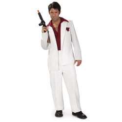 Fantasia Masculina Scarface Terno Branco Festa Halloween Carnaval