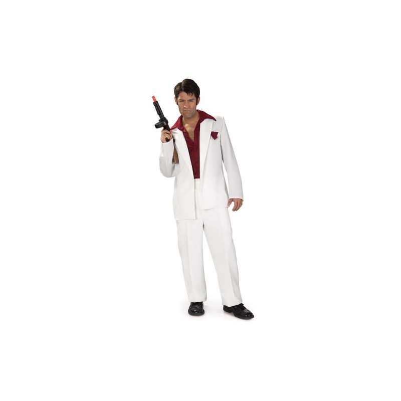 Fantasia Masculina Scarface Terno Branco Festa Halloween Carnaval