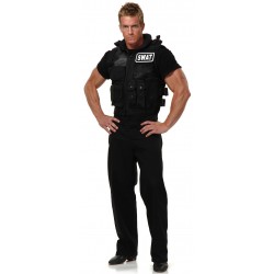 Fantasia Masculina Agente Swat Festa Halloween Carnaval