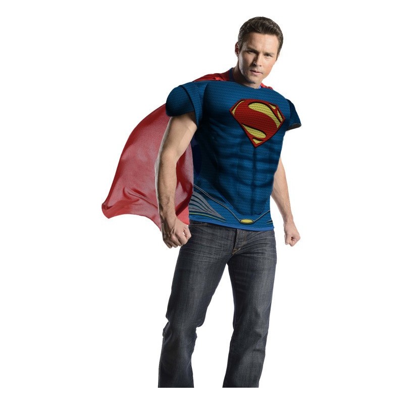 Fantasia Masculina Camiseta Superman Halloween Carnaval Festa