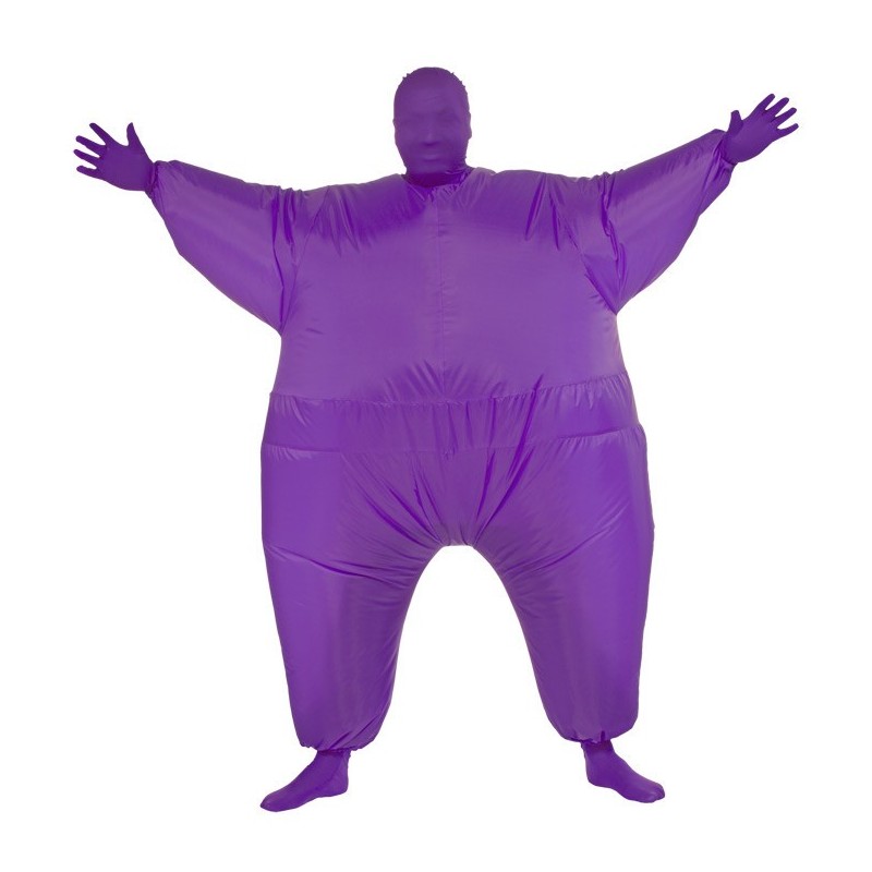 Fantasia Masculina Macacão Inflável Roxo Halloween Carnaval Festa