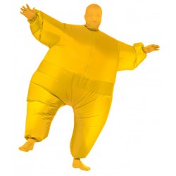 Fantasia Masculina Macacão Inflável Amarelo Halloween Carnaval Festa