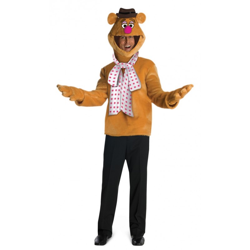 Fantasia Masculina Urso Fozzie Camiseta e Máscara Halloween Carnaval Festa