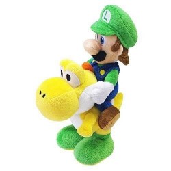 Boneco de Pelúcia Luigi montado no Yoshi Personagens Super Mário Nintendo