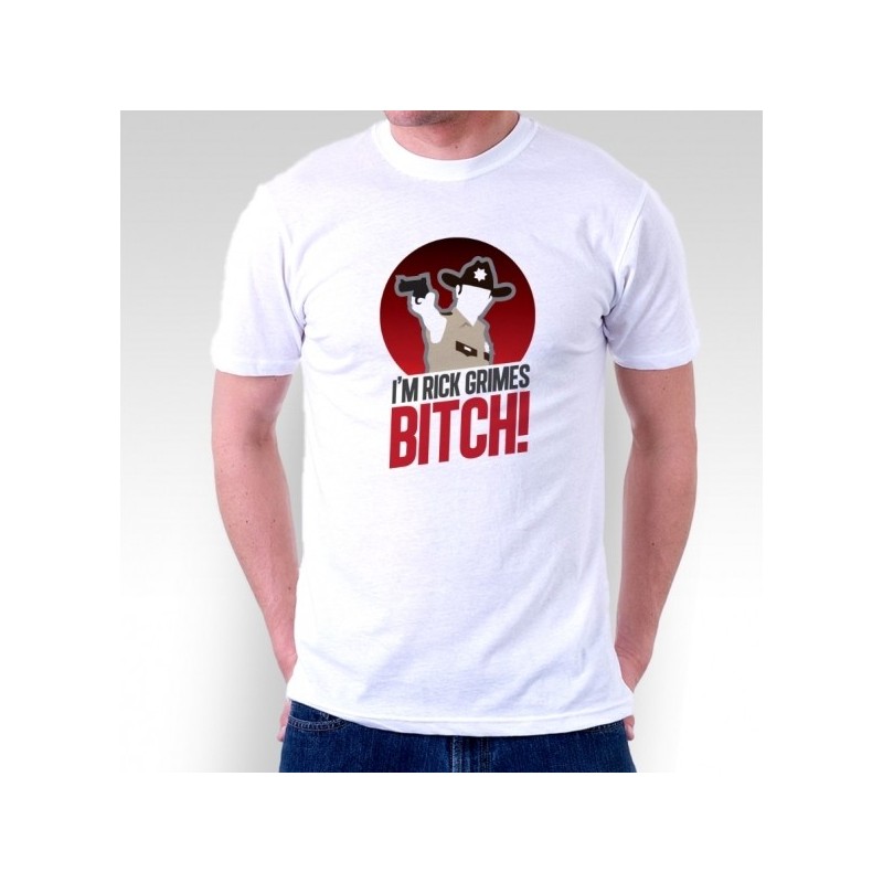 Camiseta Masculina Série The Walking Dead Rick Grimes Branca