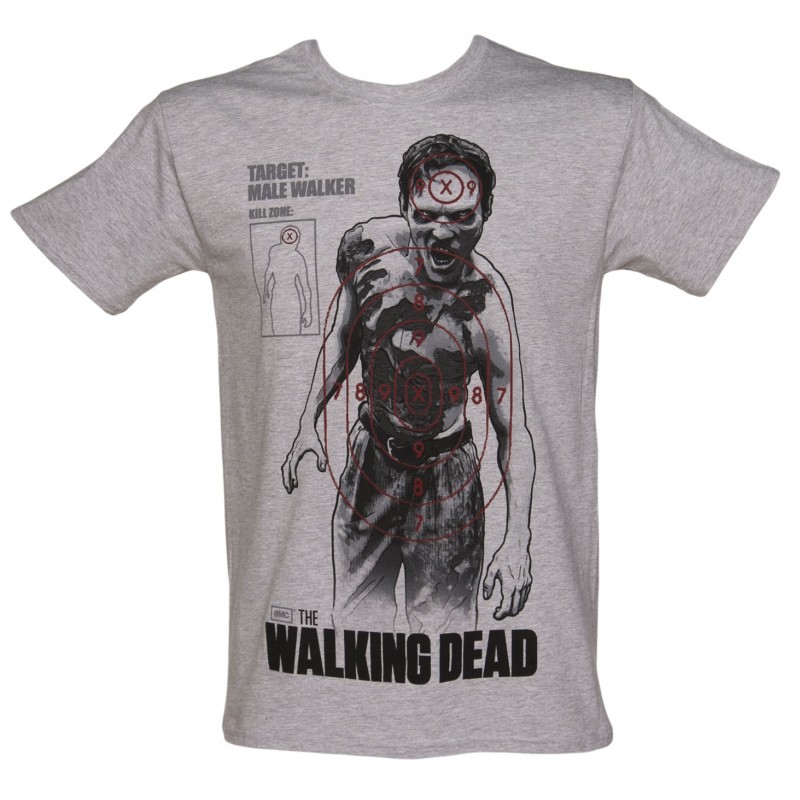 Camiseta Masculina Série The Walking Dead Zumbi Cinza