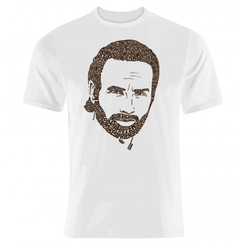 Camiseta Masculina Série The Walking Dead Rick Grimes Branca