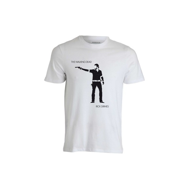 Camiseta Masculina Série The Walking Dead Rick Branca