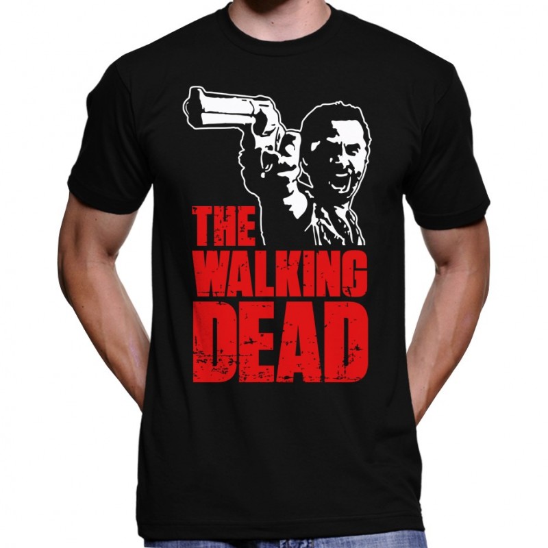 Camiseta Masculina Preta Série The Walking Dead Rick Grimes