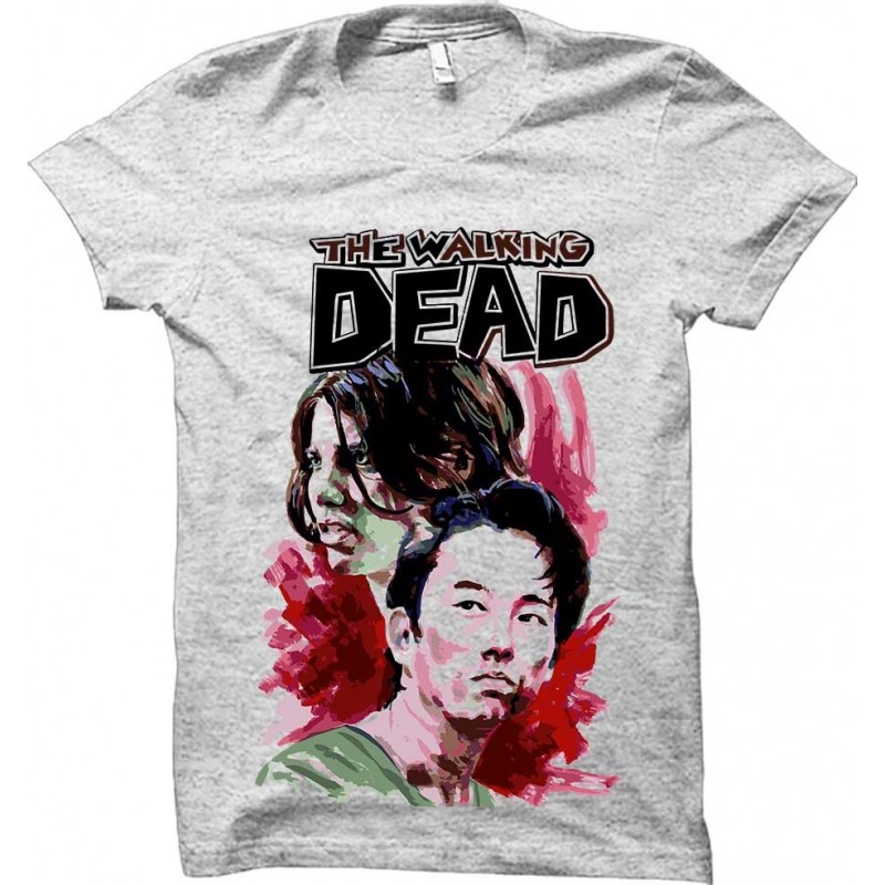 Camiseta Feminina Cinza Série The Walking Dead Maggie e Glenn