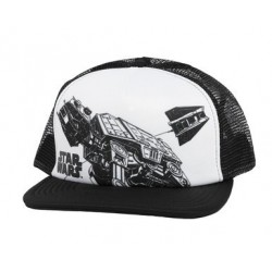 Boné Trucker Saga Star Wars Aba Reta Preto e Branco