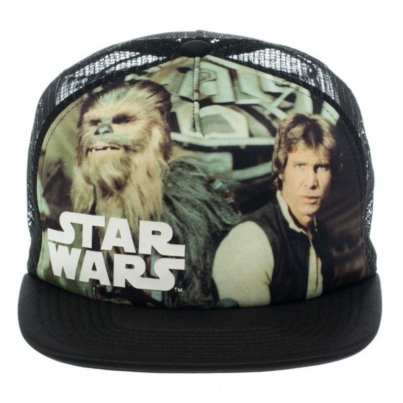 Boné Trucker Saga Star Wars Han & Chewie Aba Reta Preto