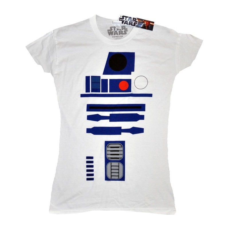 Camiseta Blusinha Feminina Star Wars R2D2 Branca