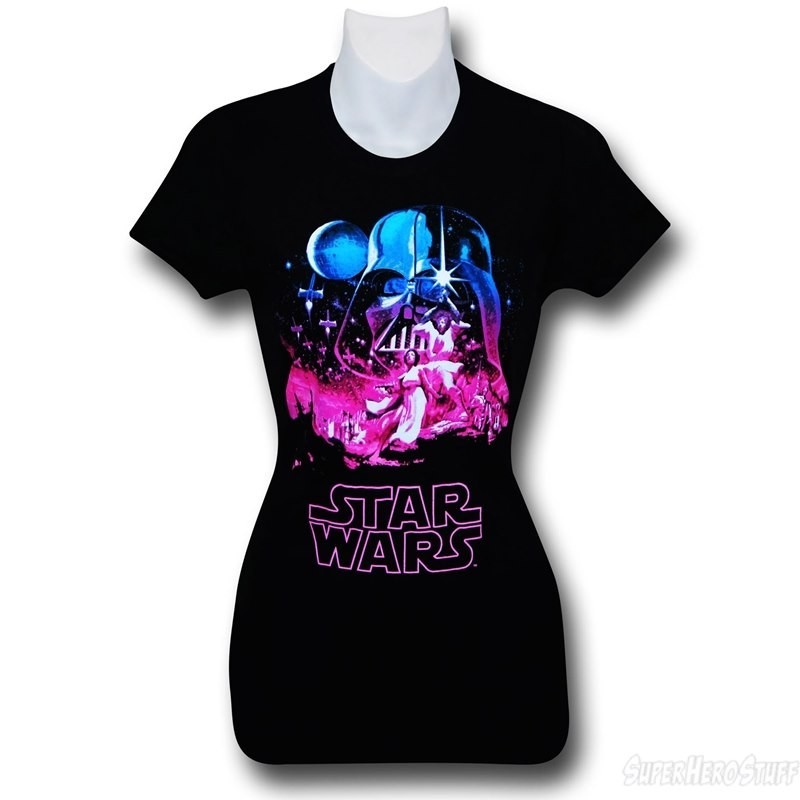 Camiseta Blusinha Feminina Star Wars Preta Darth Vader