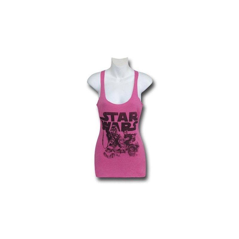 Blusa Regata Feminina Personagens Star Wars Rosa