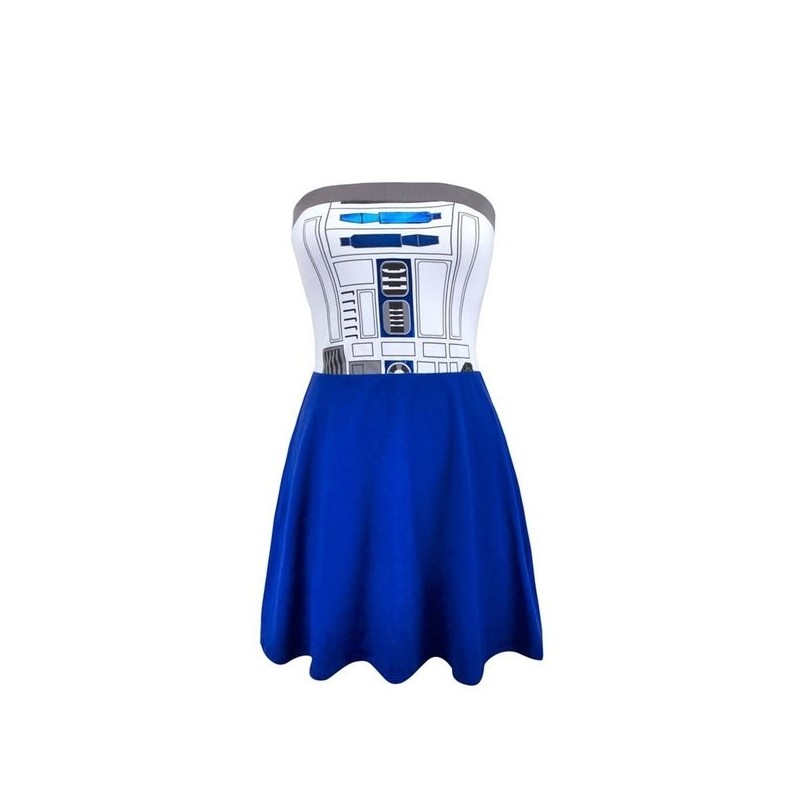 Vestido Adulto Star Wars Robô R2D2 Saia Azul