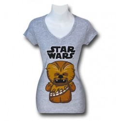 Camiseta Blusa Feminina Star Wars Mini Chewie Cinza