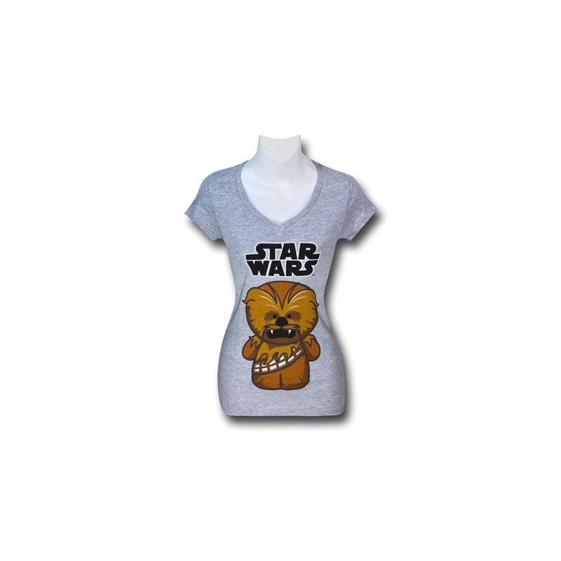 Camiseta Blusa Feminina Star Wars Mini Chewie Cinza