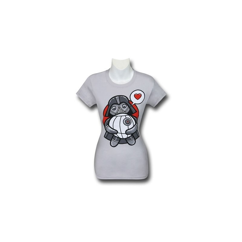 Camiseta Blusa Feminina Star Wars Mini Darth Vader Cinza