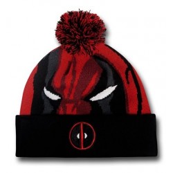 Gorro Touca Deadpool Preta e Vermelha com Símbolo Bordado Geek