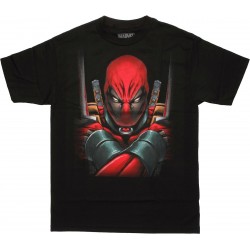 Camiseta Masculina Adulto Deadpool Marvel Preta Armas Cruzadas