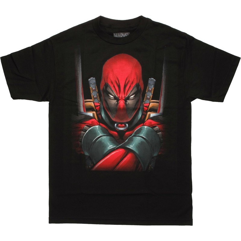 Camiseta Masculina Adulto Deadpool Marvel Preta Armas Cruzadas
