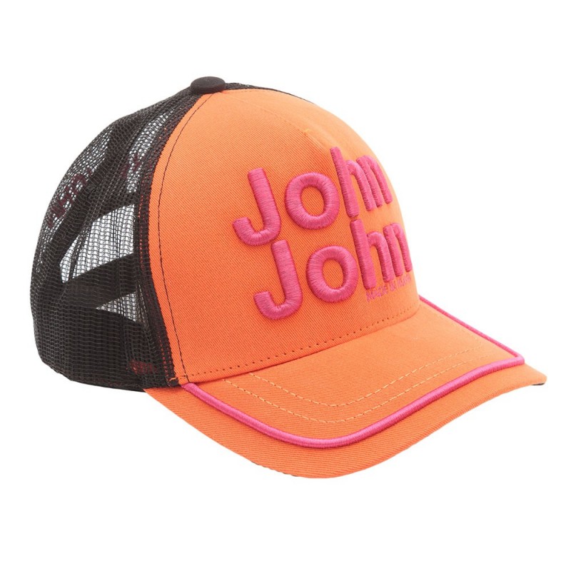 Boné John John Clássico Branco e Laranja logo em relevo